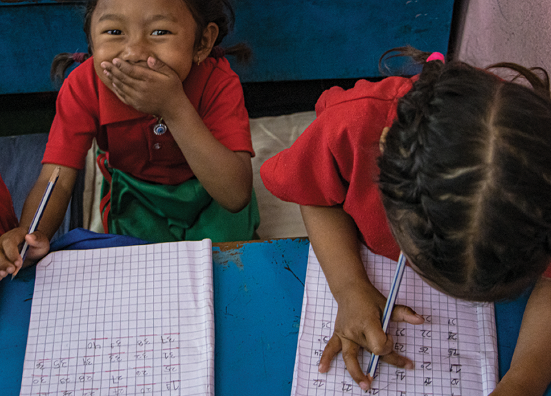 children studying