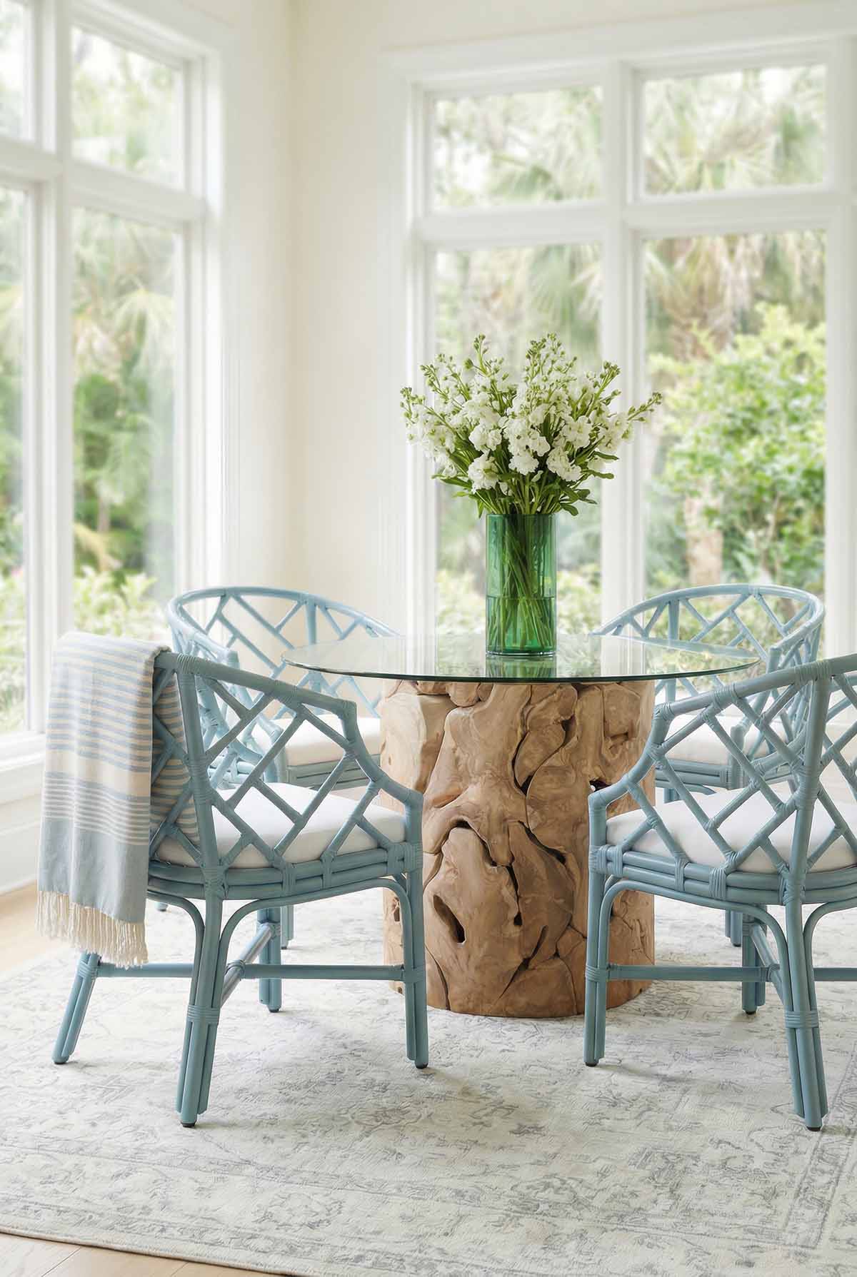 Jeffan_Banyan Organic Mosaic Teak Wood Dining Table Pedestal Base