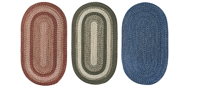 All-Weather Braided Rug, Concentric Pattern Oval